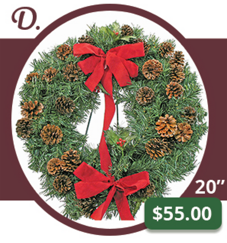 D - Deluxe Natural Cone Wreath & Bow