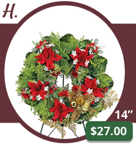 H - Medium Poinsettia Wreath