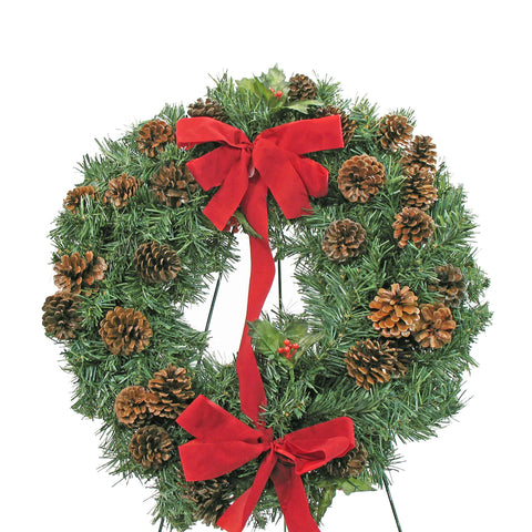 10- 20" Deluxe Natural Cone Wreath & Bow