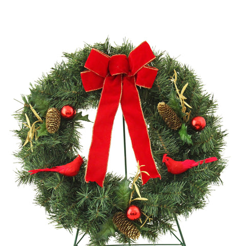 11 - 20" Deluxe Pine Wreath w/ Pinecones and Ornaments