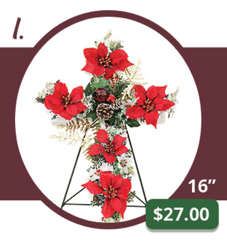 I - Medium Silk Poinsettia Cross