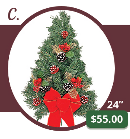 C - Christmas Tree w/ Cones & Bow